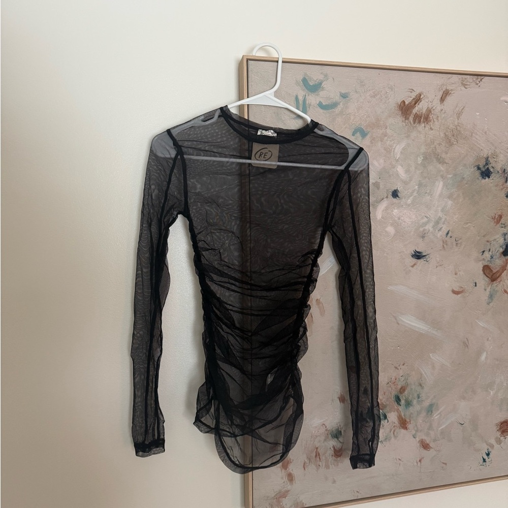 Free People Sheer Black Long Sleeve Top